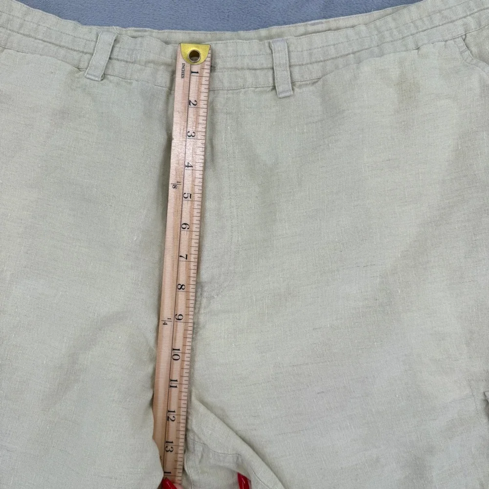 Tasso Elba Mens 100% Linen Cargo Shorts Beige Sand Size 42 Utility Summer Casual